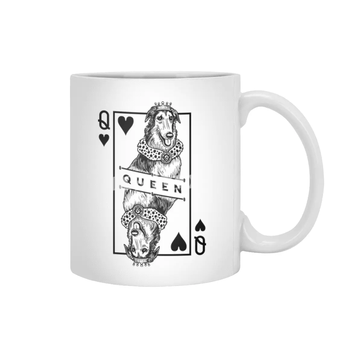Borzoi Queen Of Hearts Funny Dog Lover Pop Art Beyaz Kupa