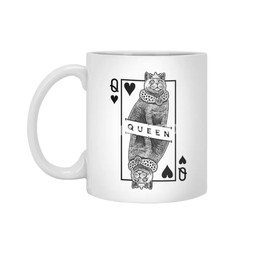 British Shorthair Queen Of Hearts Funny Cat Lover Pop Art Beyaz Kupa