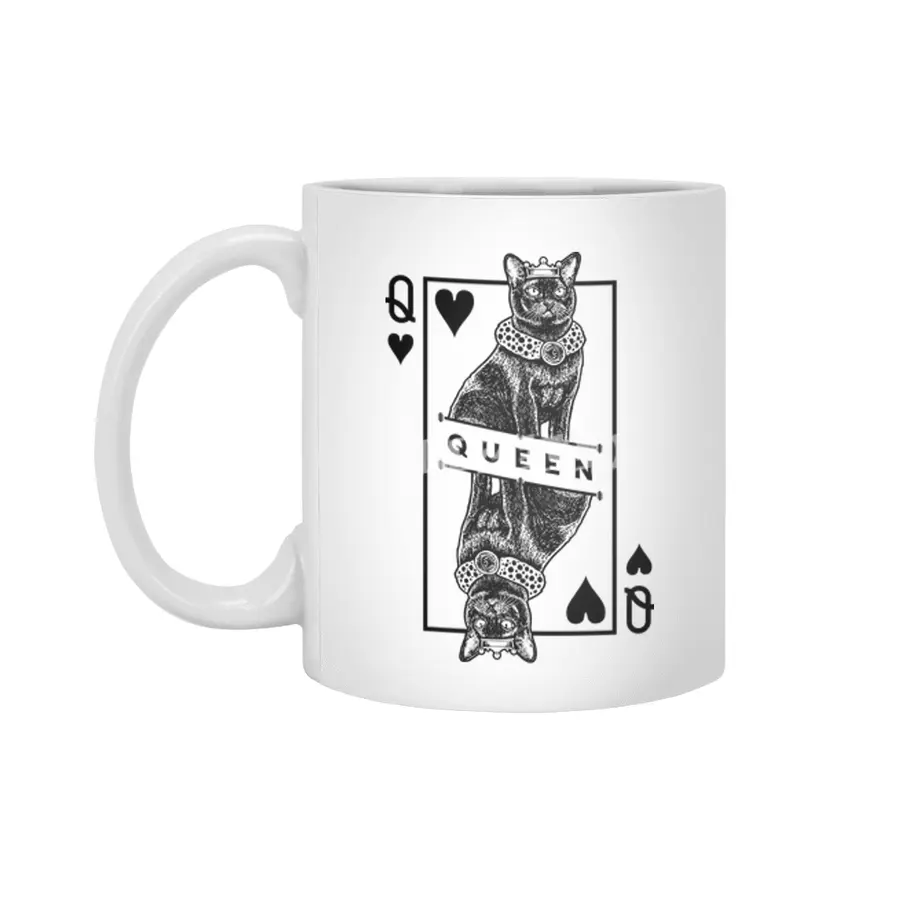 Burmese Cat Lover Queen Of Hearts Funny Pop Art Beyaz Kupa