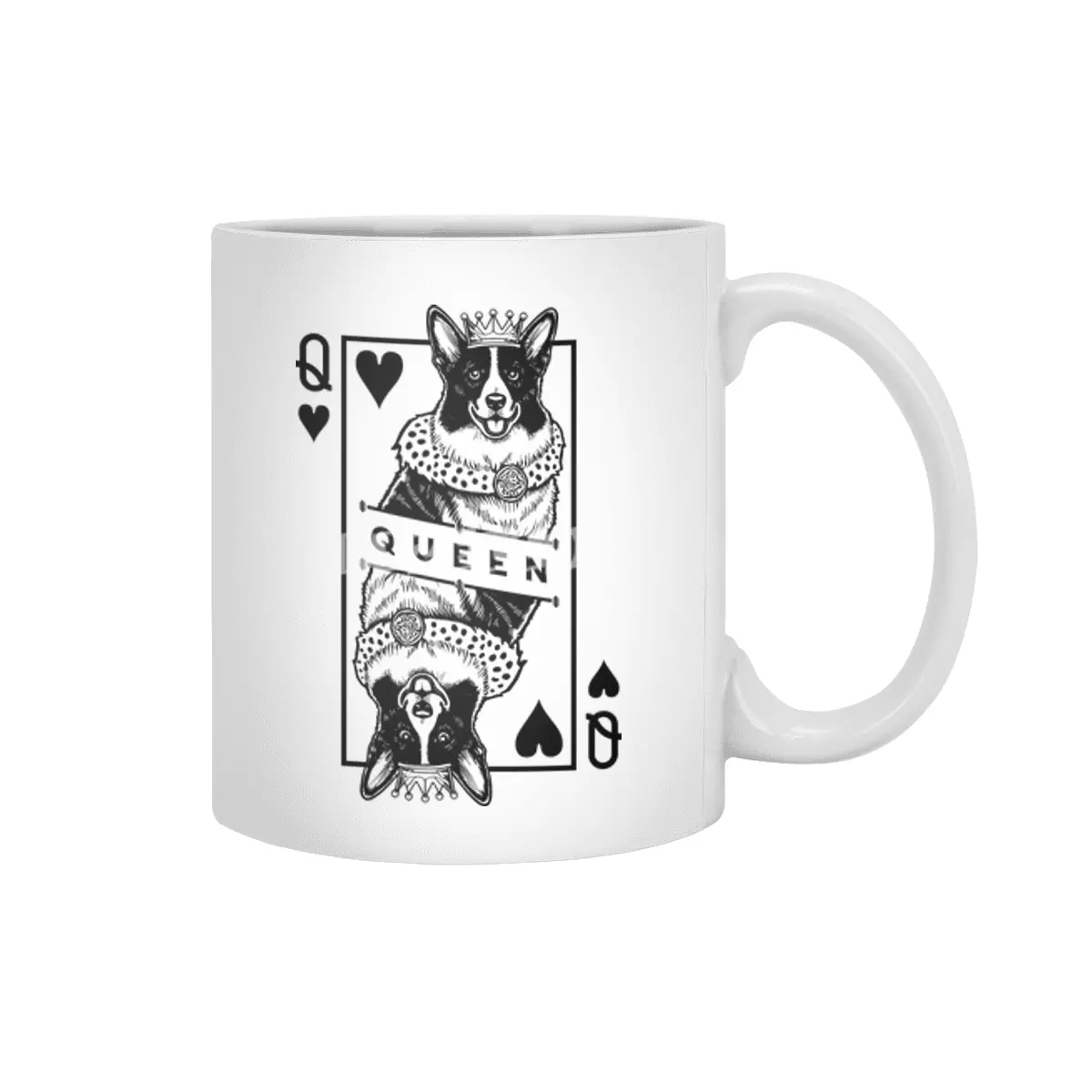 Cardigan Welsh Corgi Queen Of Hearts Funny Dog Lover Pop Art Beyaz Kupa