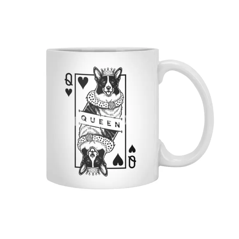 Cardigan Welsh Corgi Queen Of Hearts Funny Dog Lover Pop Art Beyaz Kupa