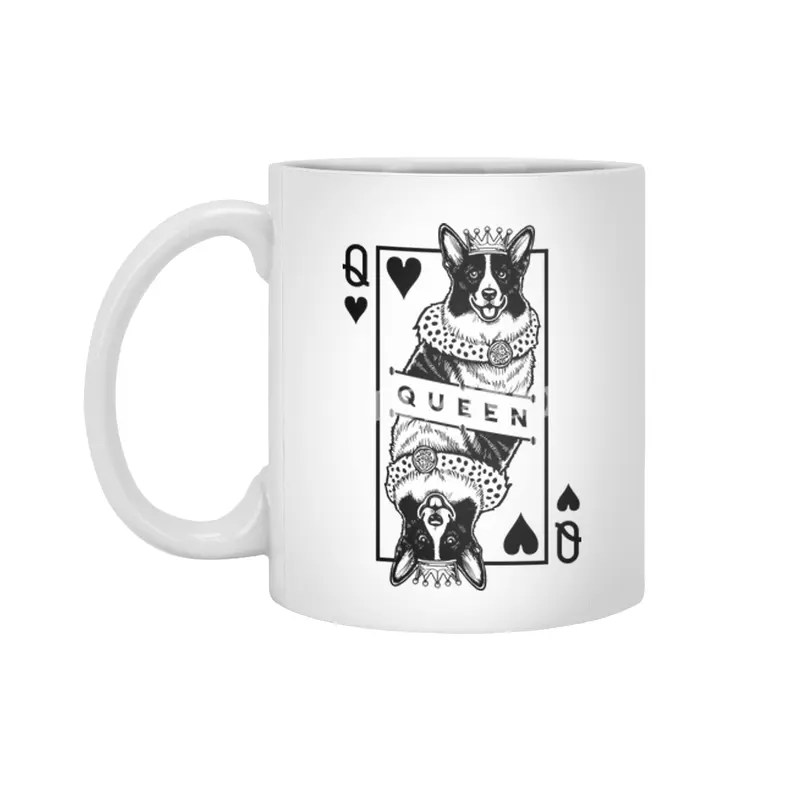 Cardigan Welsh Corgi Queen Of Hearts Funny Dog Lover Pop Art Beyaz Kupa