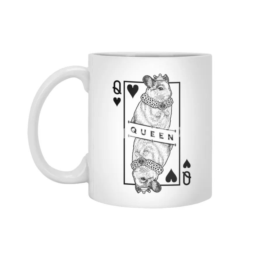 Chinchilla Lover Queen Of Hearts Funny Pet Rodent Pop Art Beyaz Kupa