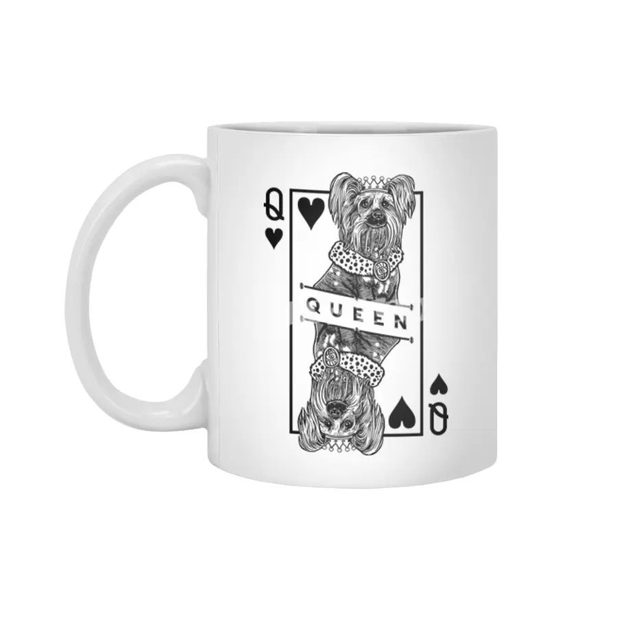 Chinese Crested Dog Lover Queen Of Hearts Funny Pop Art Beyaz Kupa