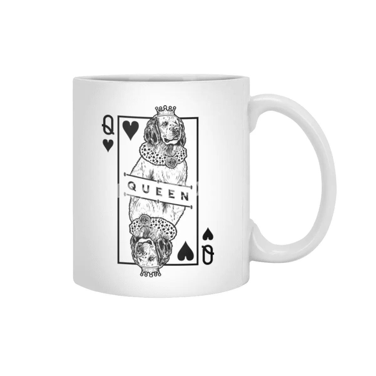 Clumber Spaniel Queen Of Hearts Funny Dog Lover Pop Art Beyaz Kupa