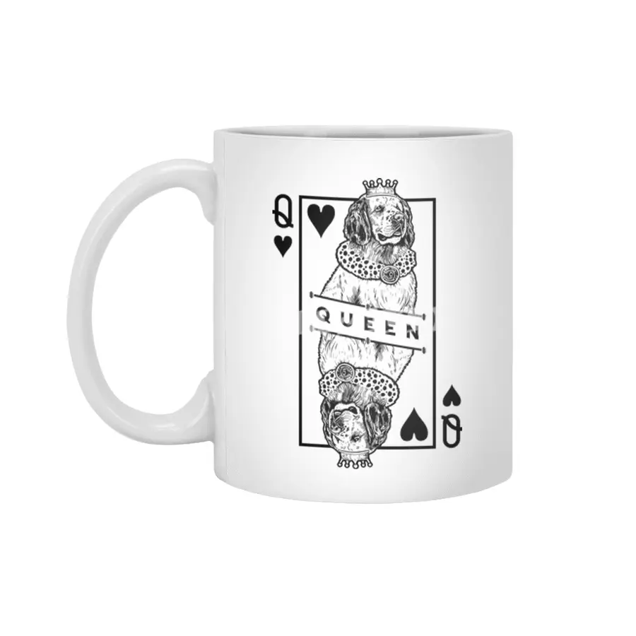 Clumber Spaniel Queen Of Hearts Funny Dog Lover Pop Art Beyaz Kupa