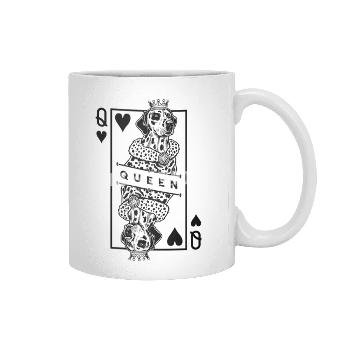 Dalmatian Queen Of Hearts Funny Dog Lover Pop Art Beyaz Kupa