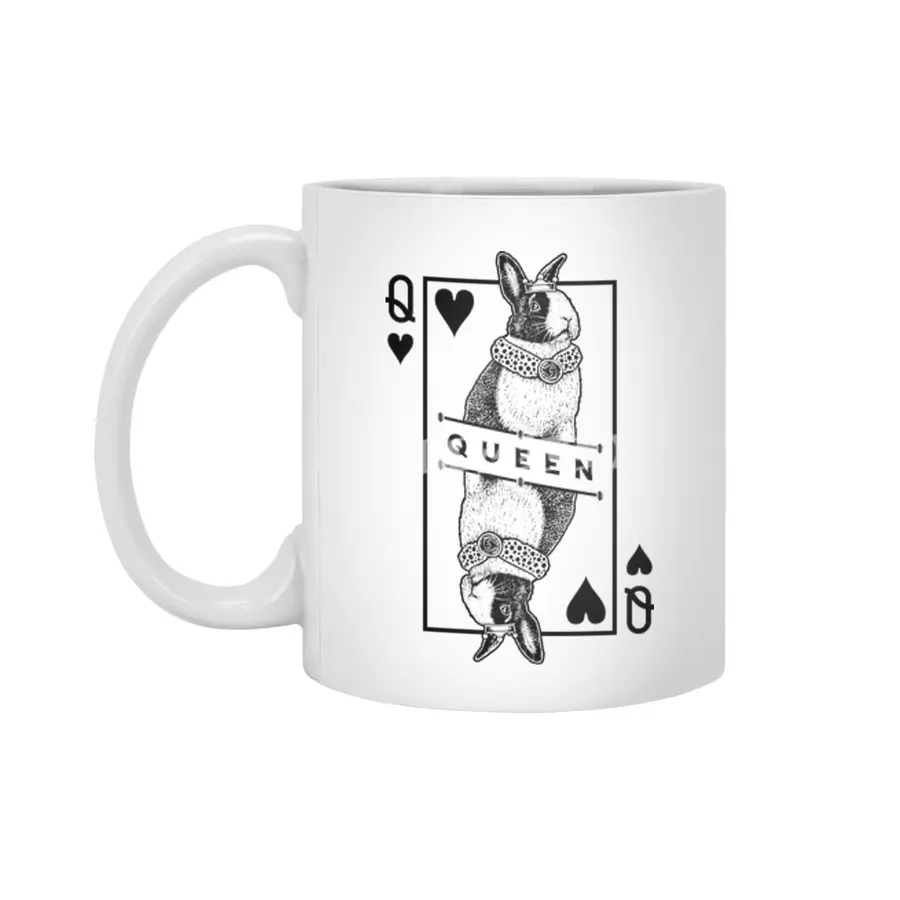 Dutch Bunny Rabbit Queen Of Hearts Funny Pet Pop Art Beyaz Kupa