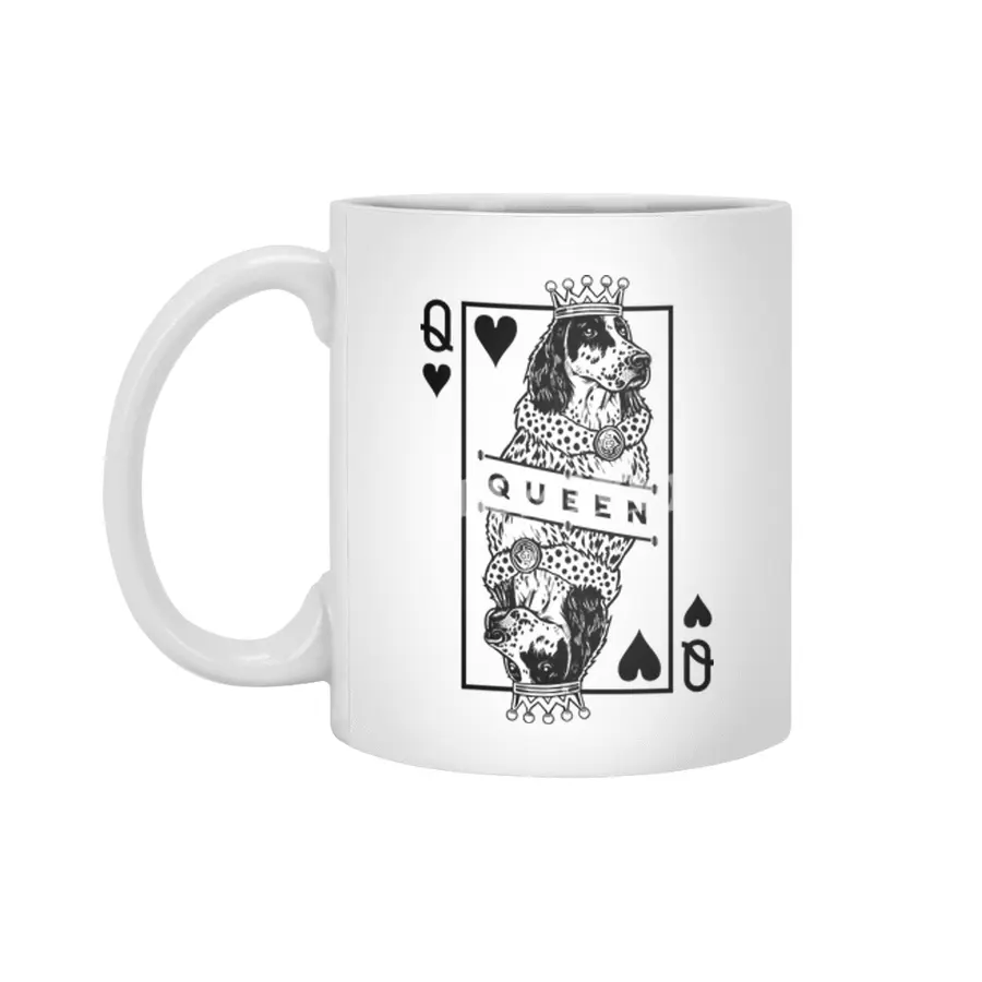 English Setter Queen Of Hearts Funny Dog Lover Pop Art Beyaz Kupa