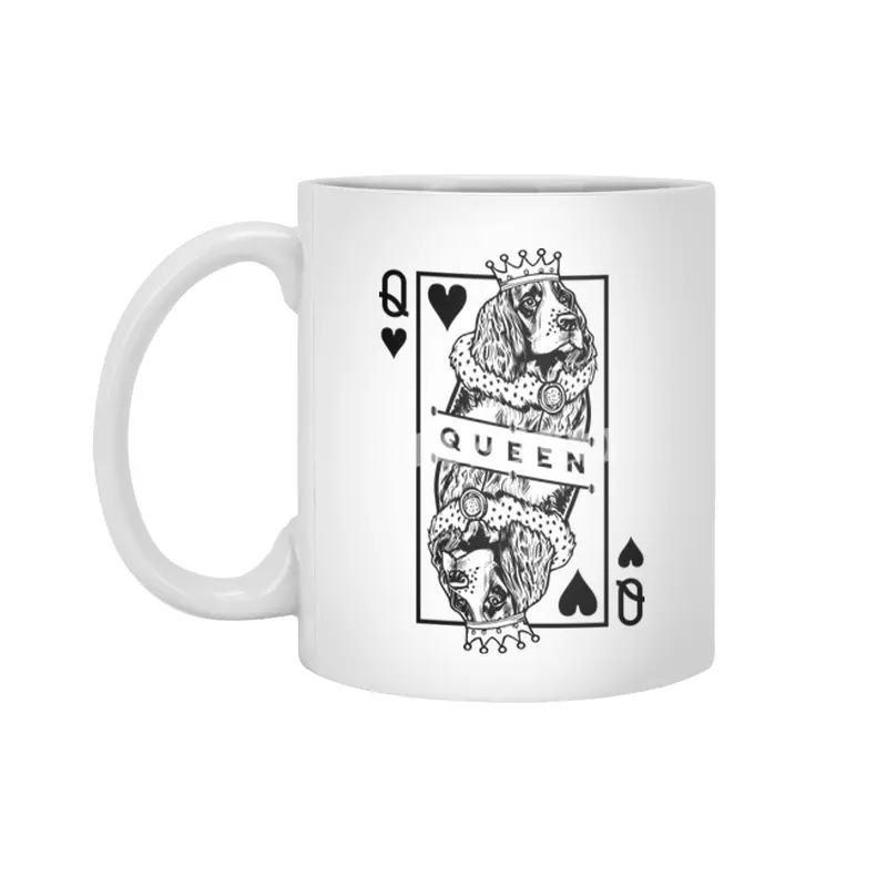 English Springer Spaniel Queen Of Hearts Dog Card Pop Art Beyaz Kupa