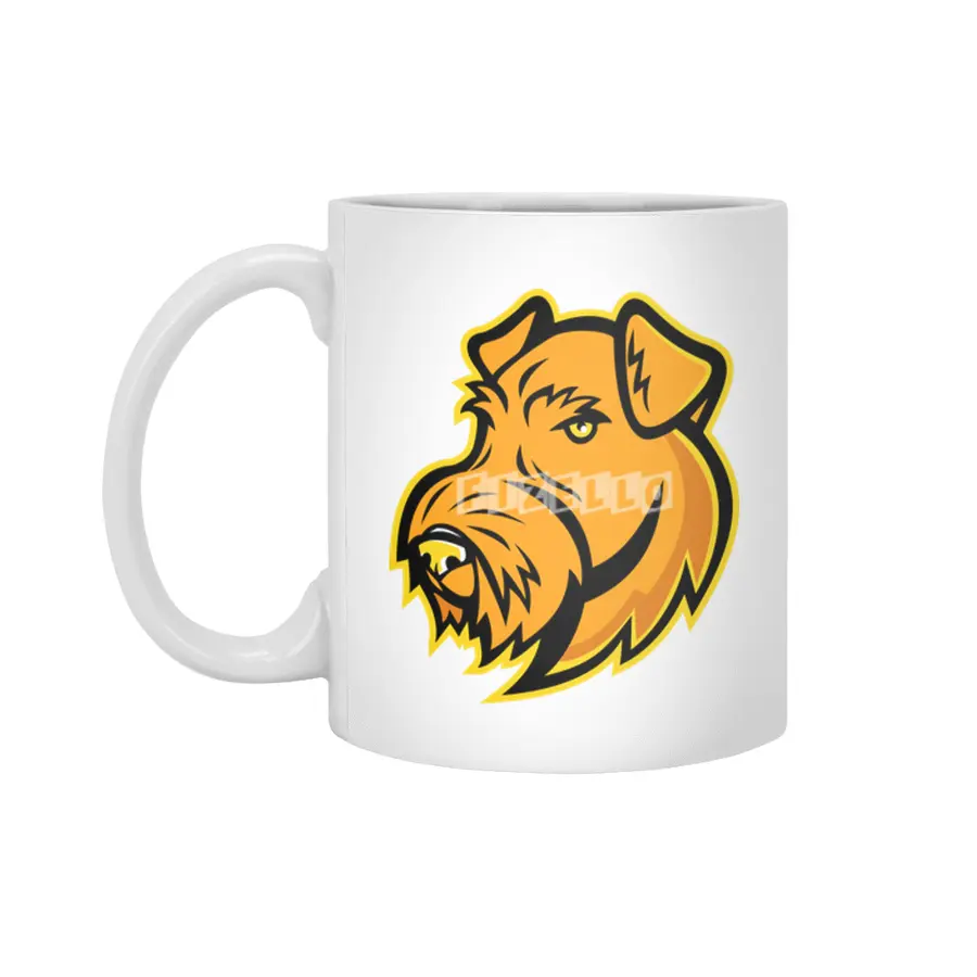 Airedale Terrier Dog Mascot Artwork Beyaz Kupa