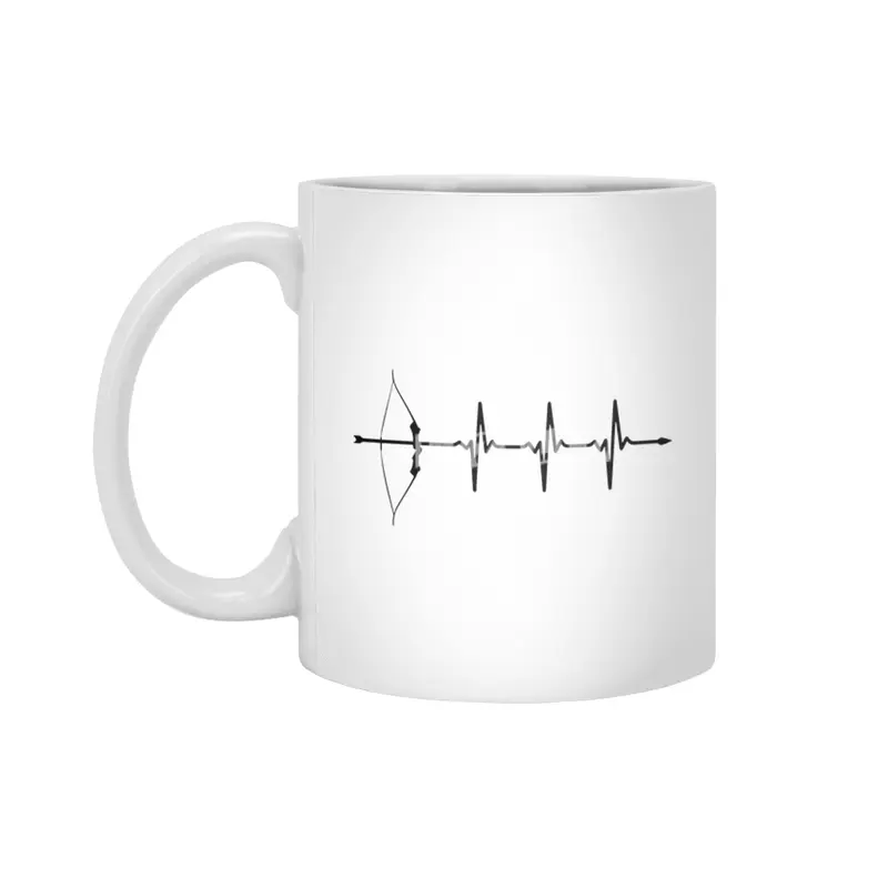 Archers Bow and Arrow Heartbeat Ecg Style Pulse Bv Beyaz Kupa