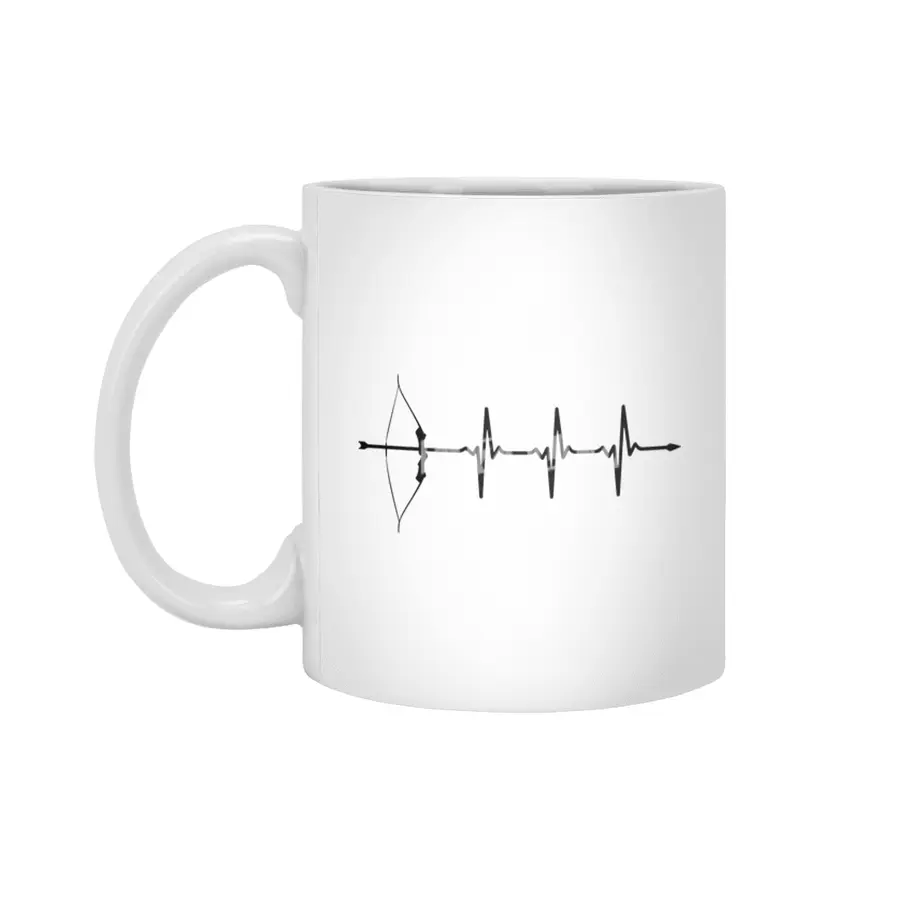 Archers Bow and Arrow Heartbeat Ecg Style Pulse Bv Beyaz Kupa