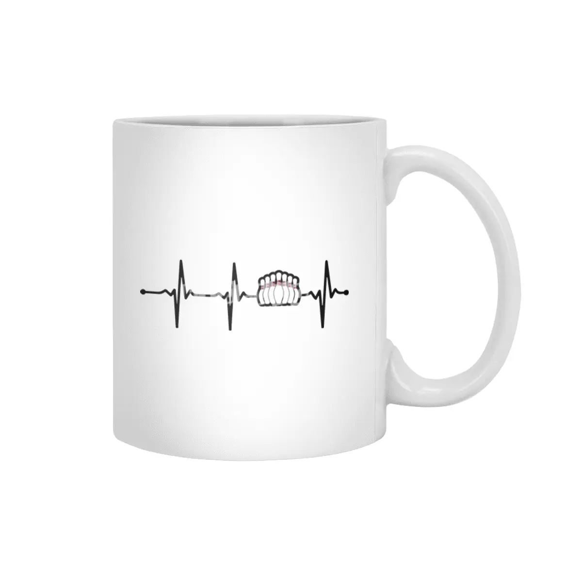 Bowling Pin in Heartbeat Ecg Lineart Style Bv Beyaz Kupa