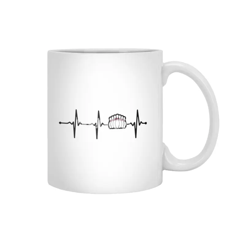 Bowling Pin in Heartbeat Ecg Lineart Style Bv Beyaz Kupa