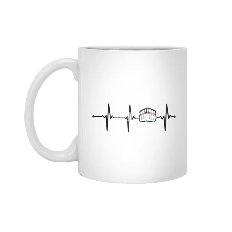 Bowling Pin in Heartbeat Ecg Lineart Style Bv Beyaz Kupa