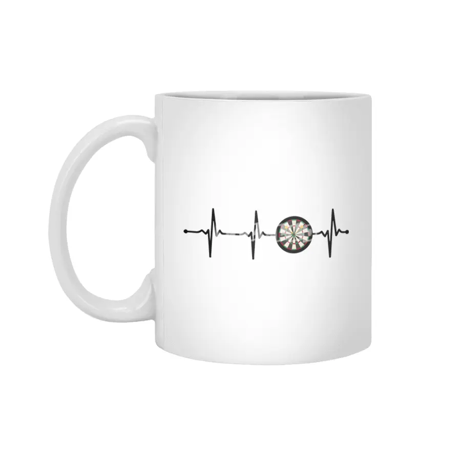 Darts Target on a Heartbeat Lineart ECG design Bv Beyaz Kupa