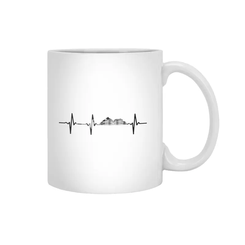 read book heartbeat frequency cute graphic reading books lovers teacher and school learning student Beyaz Kupa