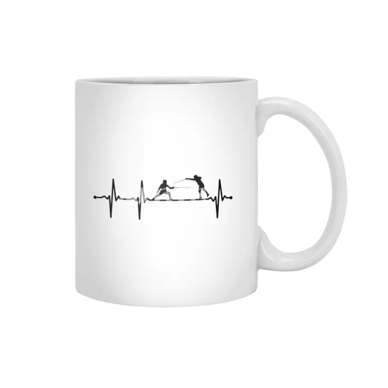 Fencing Swordsmanship Duel Heartbeat ECG Style Bv Beyaz Kupa