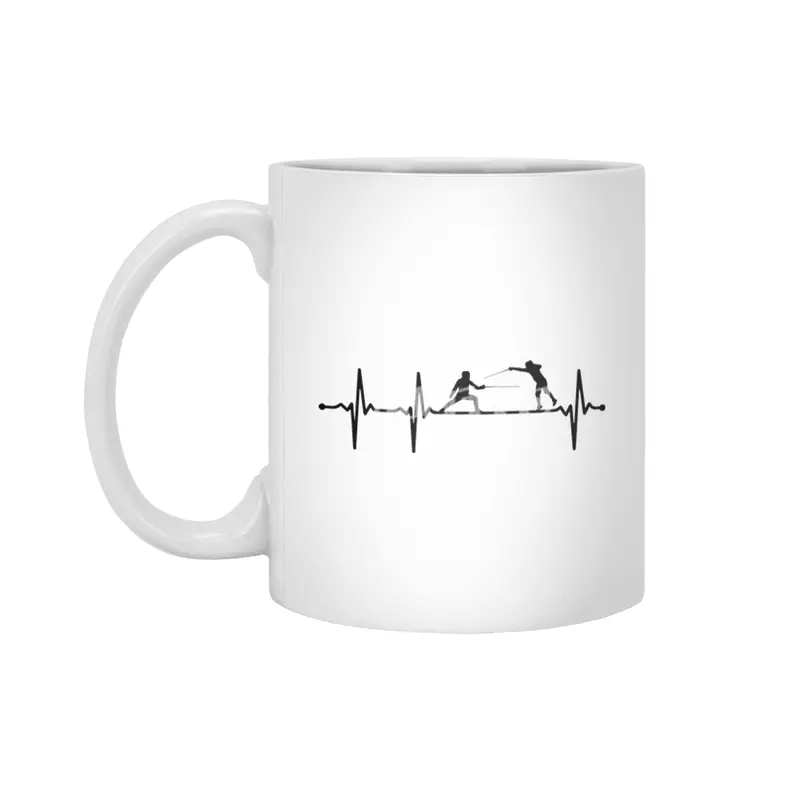 Fencing Swordsmanship Duel Heartbeat ECG Style Bv Beyaz Kupa