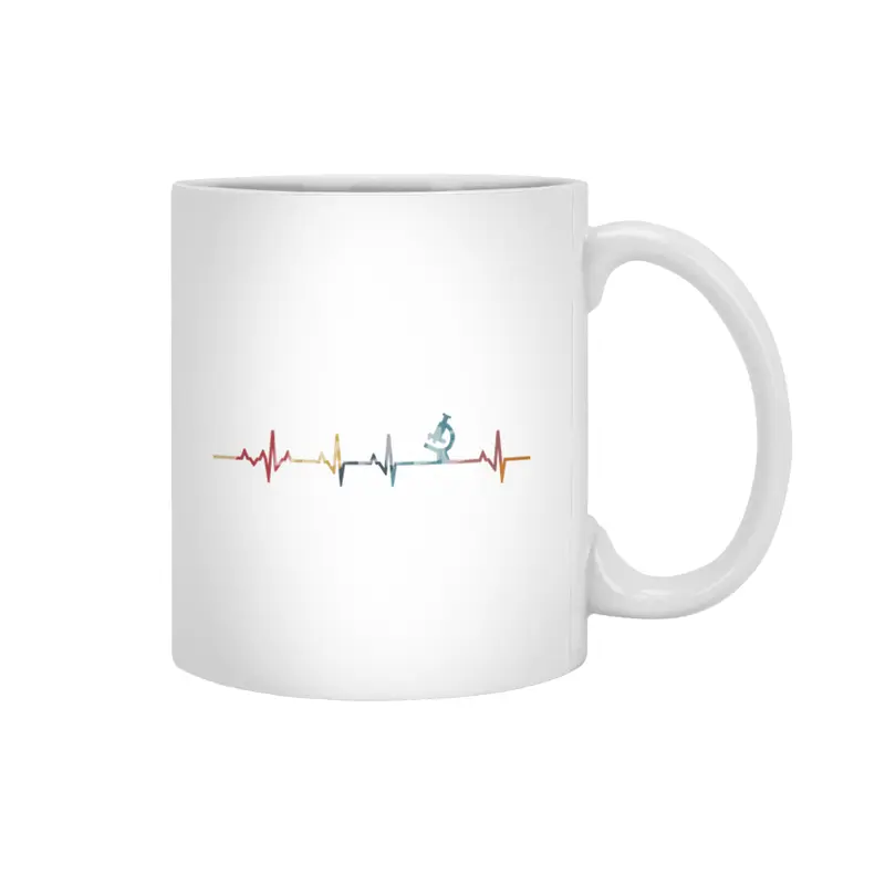Scientist Heartbeat Gifts Funny Microscope Graphic Vintage Beyaz Kupa