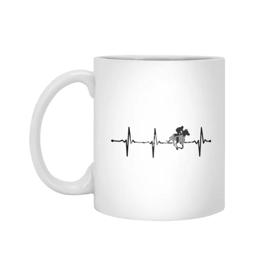 Heartbeat Jockey Horseman ECG Style Bv Beyaz Kupa
