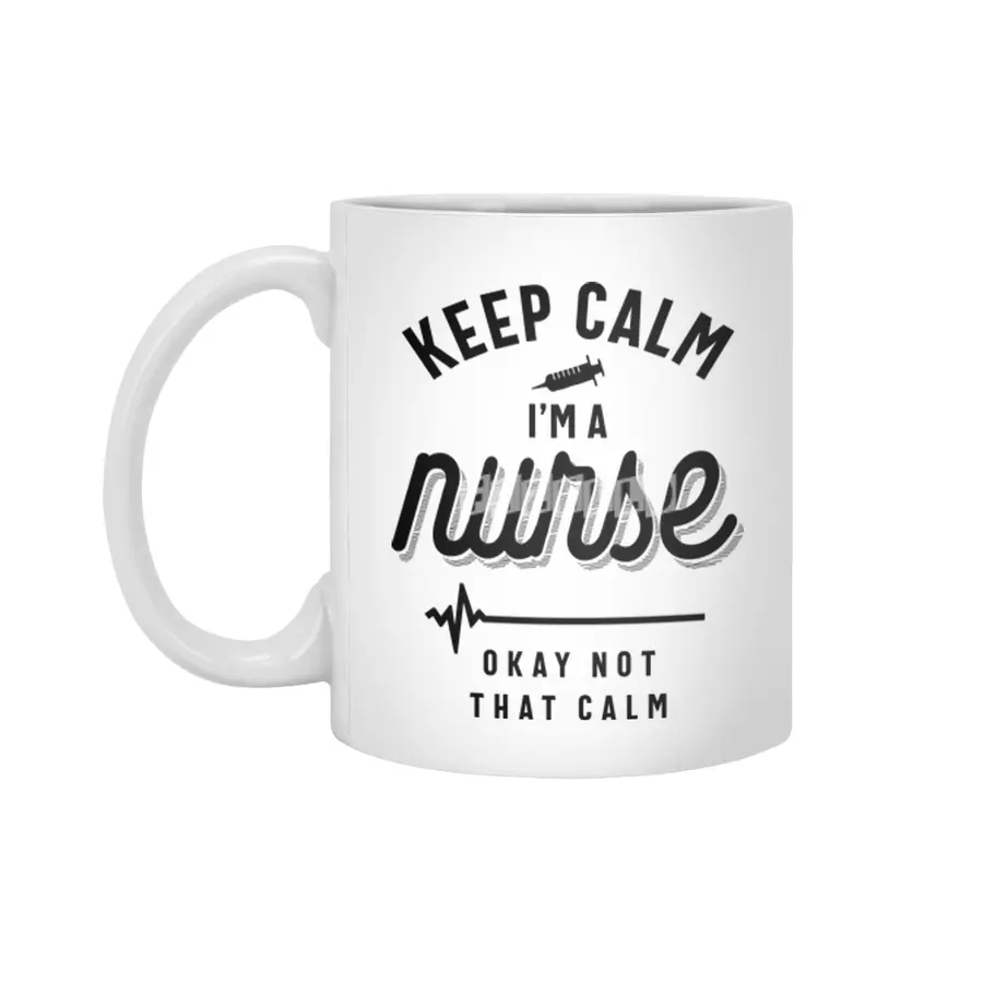Keep Calm I'm A Nurse T Shirt Funny Heartbeat Beyaz Kupa