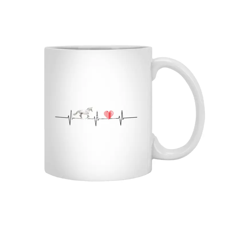 Horse Horse Love Heart Heartbeat Riding Beyaz Kupa