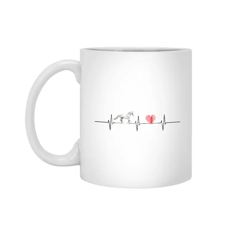 Horse Horse Love Heart Heartbeat Riding Beyaz Kupa