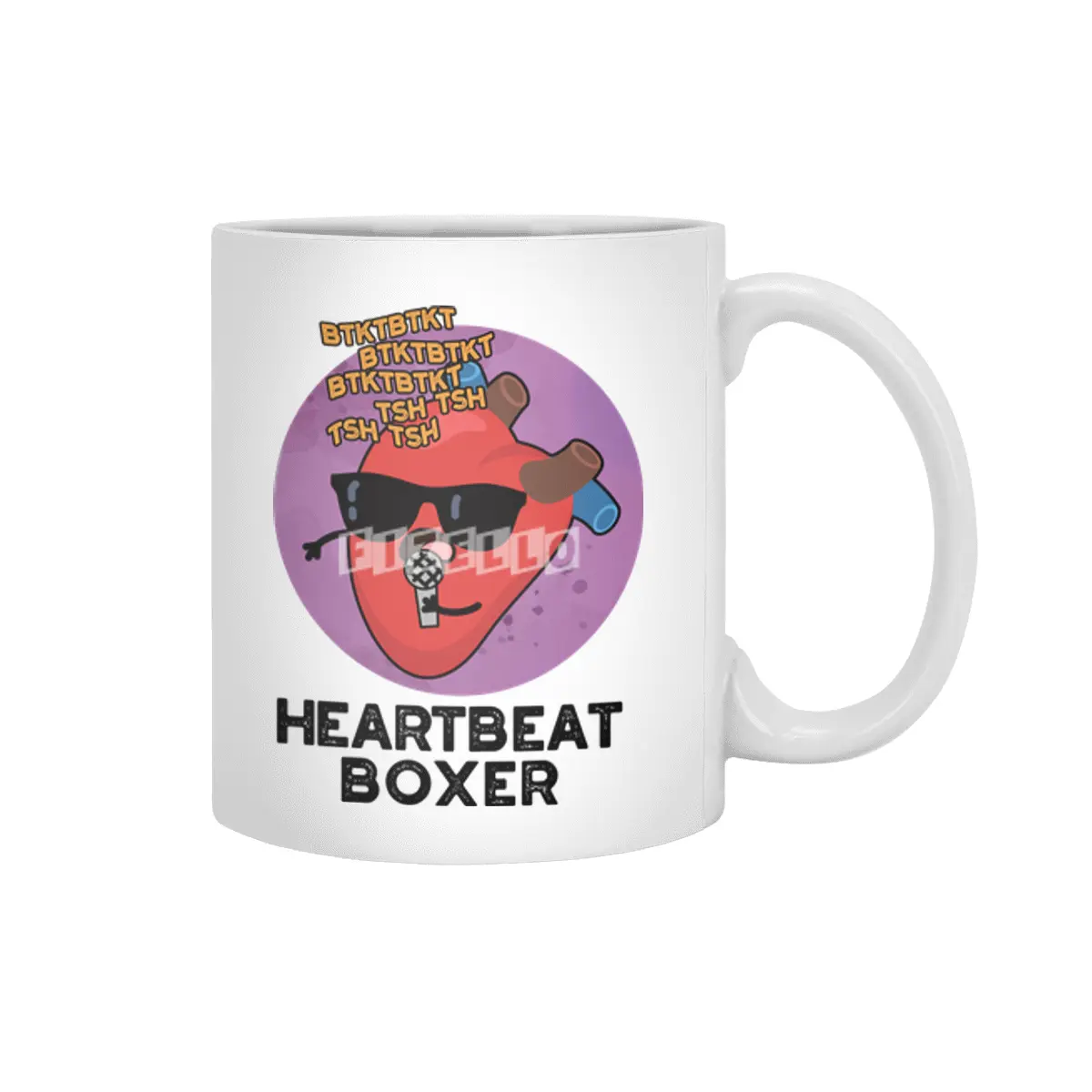 Heartbeat Boxer Cute Music Heart Pun Beyaz Kupa