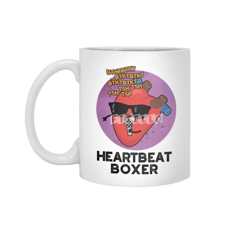 Heartbeat Boxer Cute Music Heart Pun Beyaz Kupa
