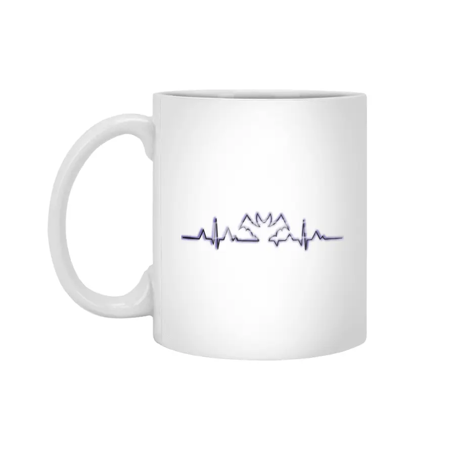 Purple Bats in my Heart - Halloween Heartbeat Beyaz Kupa