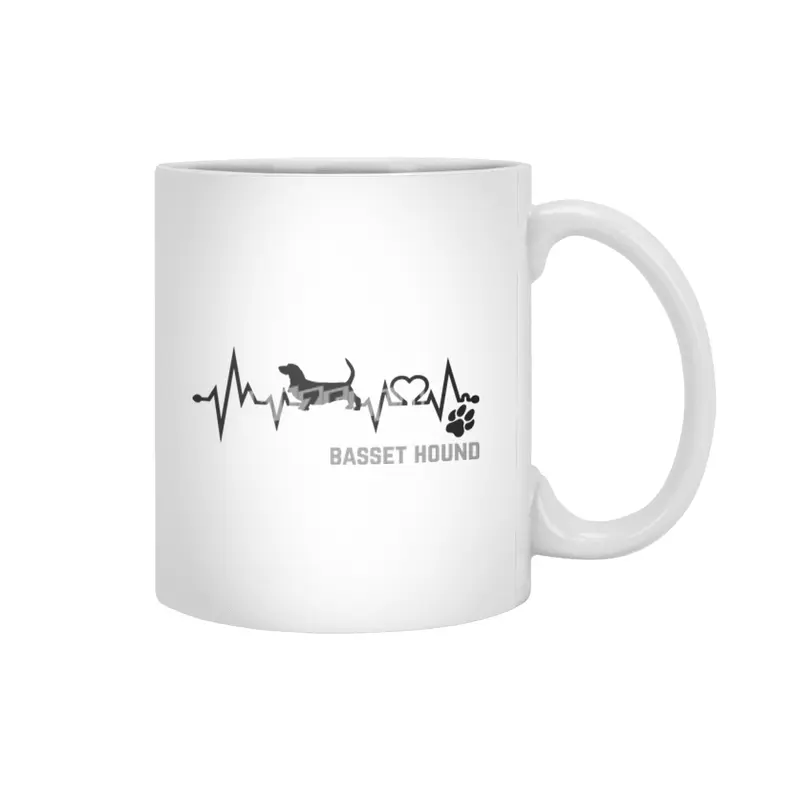 Basset Hound in Heartbeat Beyaz Kupa