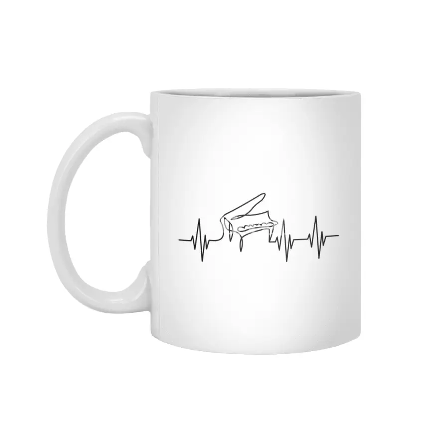 Heartbeat Pulse Piano Grand Piano Pianist Beyaz Kupa