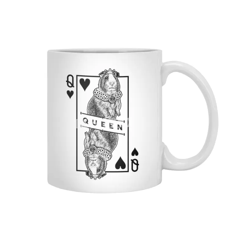 Guinea Pig Lover Queen Of Hearts Funny Pet Cavy Pop Art Beyaz Kupa