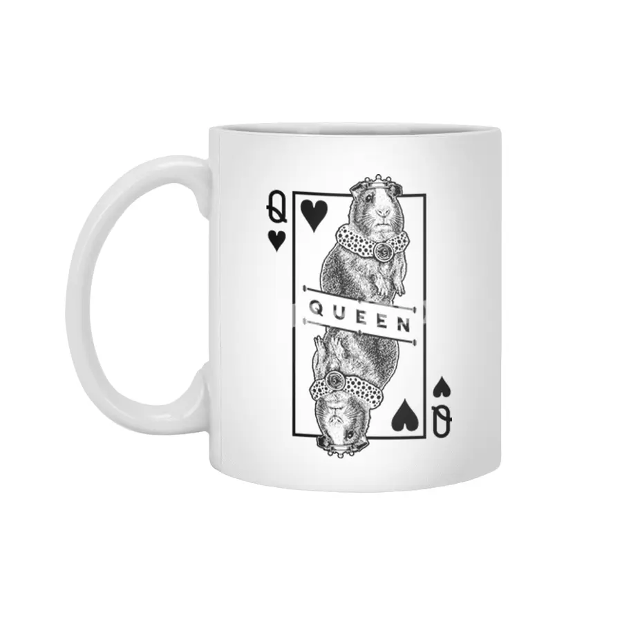 Guinea Pig Lover Queen Of Hearts Funny Pet Cavy Pop Art Beyaz Kupa
