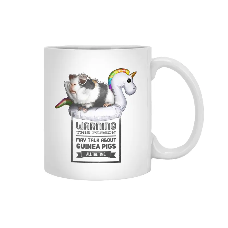 Guinea Pigs On Unicorn Swimming Island Beyaz Kupa