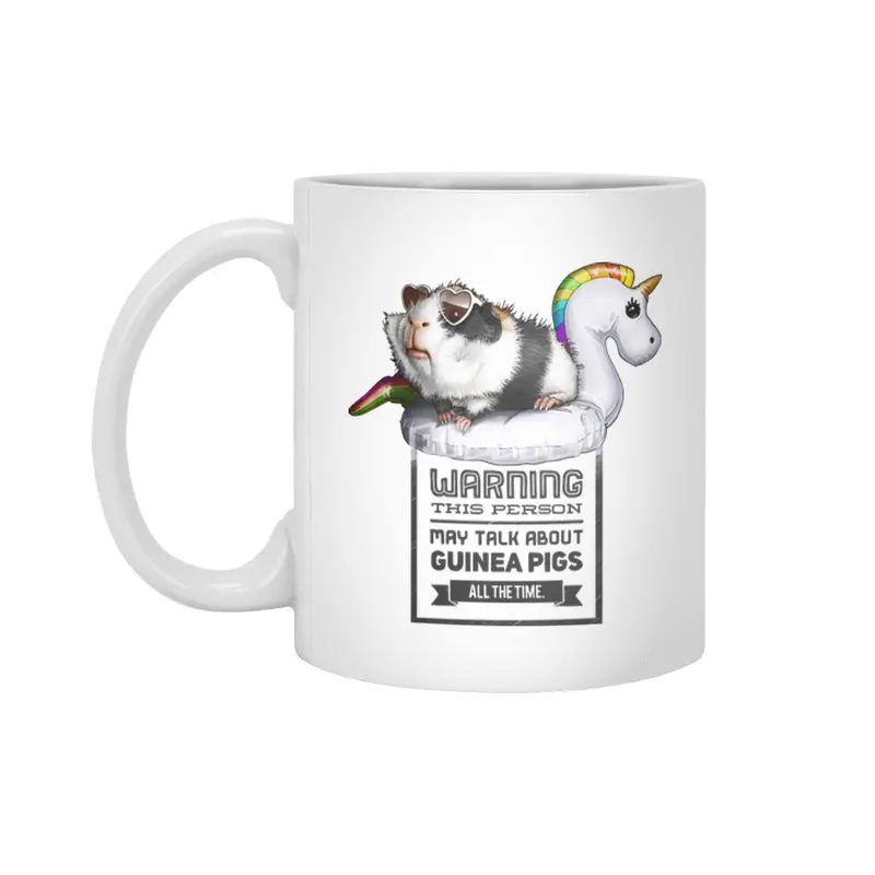 Guinea Pigs On Unicorn Swimming Island Beyaz Kupa