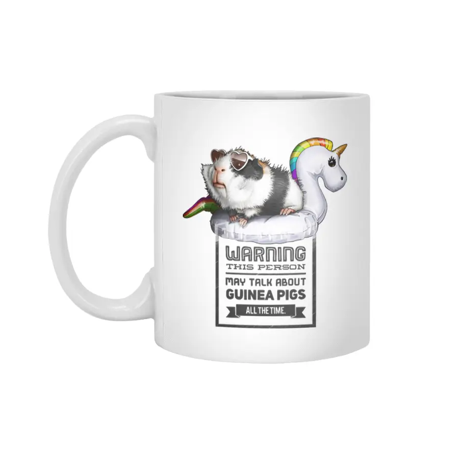 Guinea Pigs On Unicorn Swimming Island Beyaz Kupa