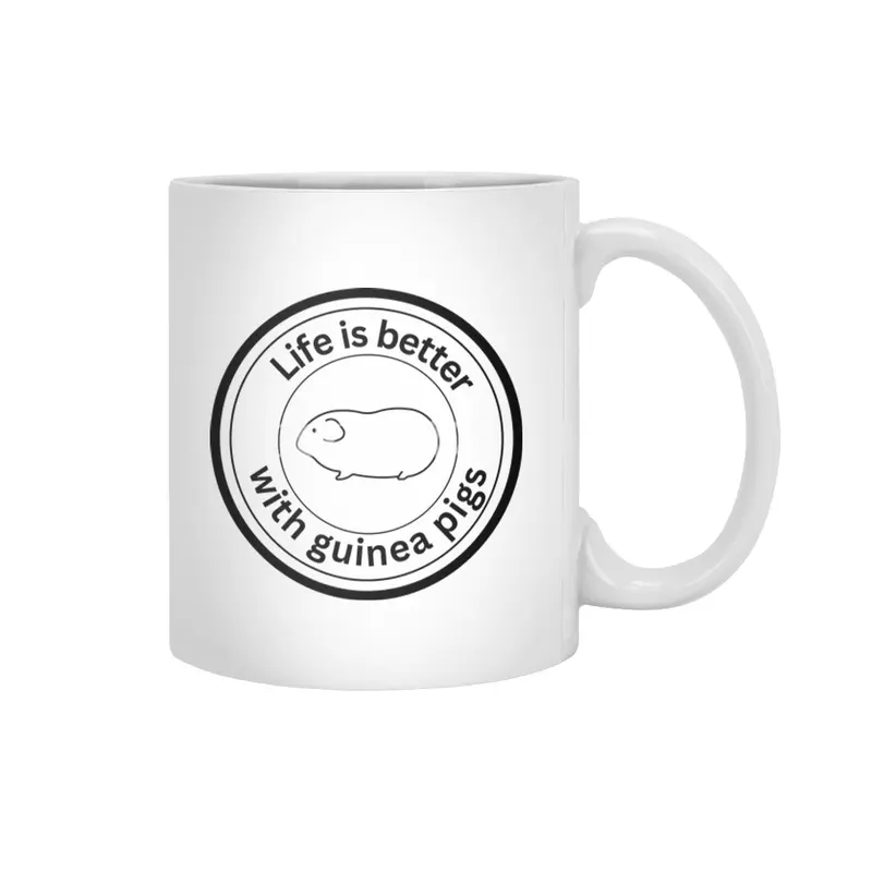 Life is better with guinea pigs - black Beyaz Kupa