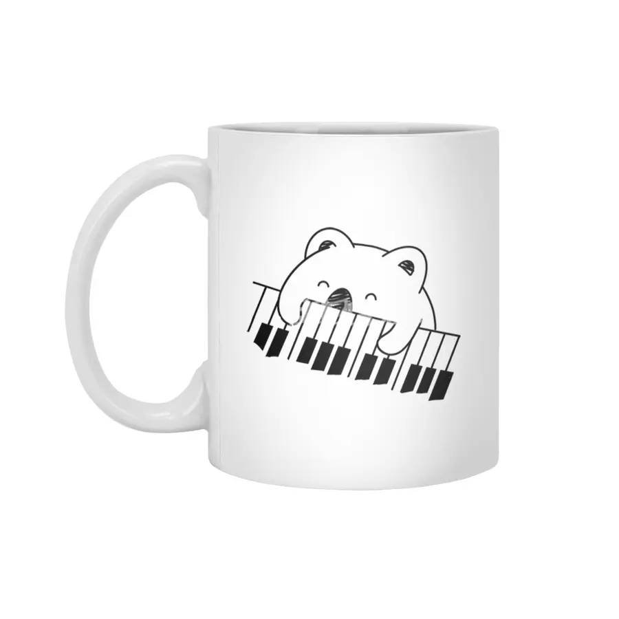 koala happy with piano Beyaz Kupa