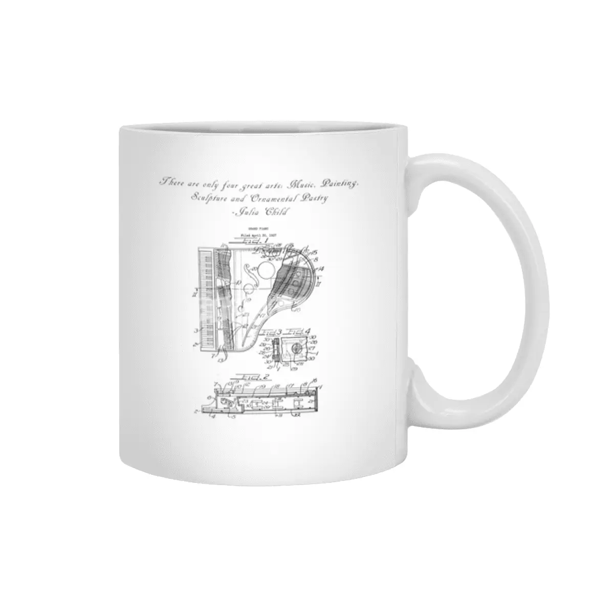 There are only four great art...Piano patent print Beyaz Kupa