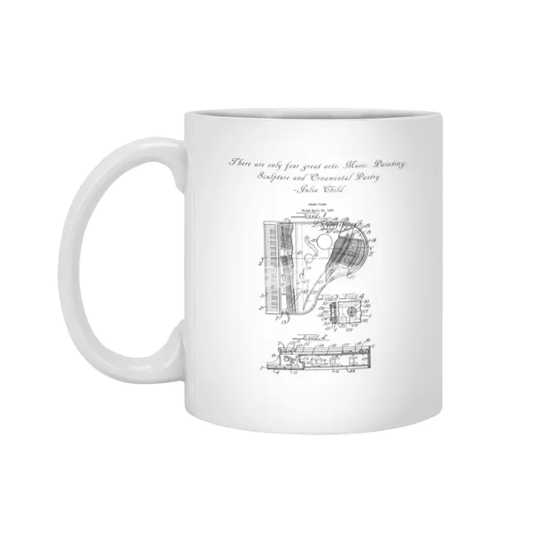 There are only four great art...Piano patent print Beyaz Kupa