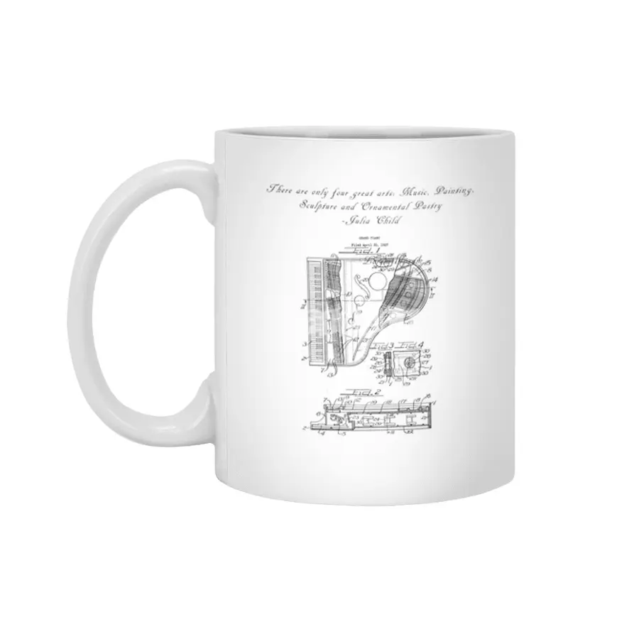 There are only four great art...Piano patent print Beyaz Kupa