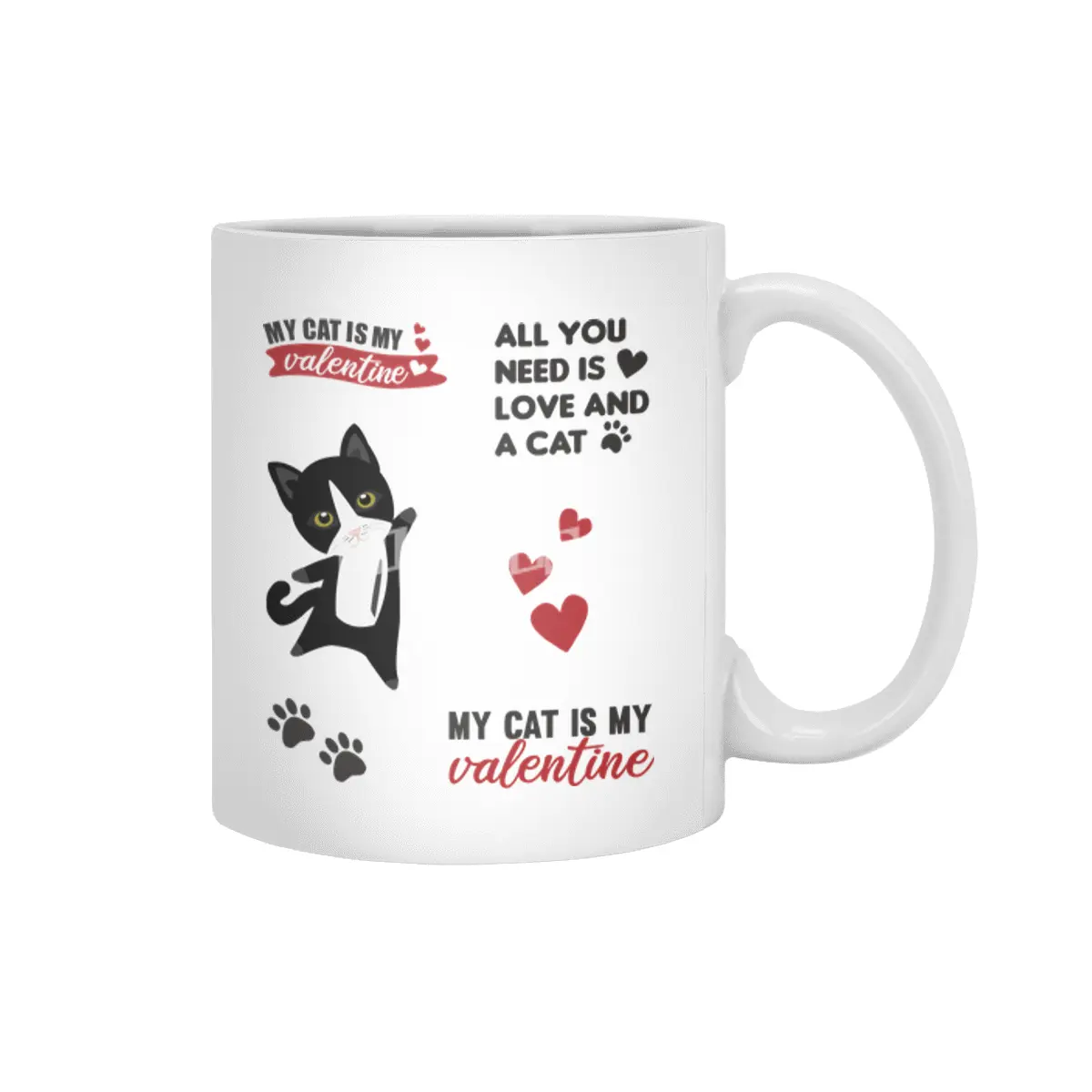 Cats Sticker Set My Cat Is My Valentine Black Beyaz Kupa