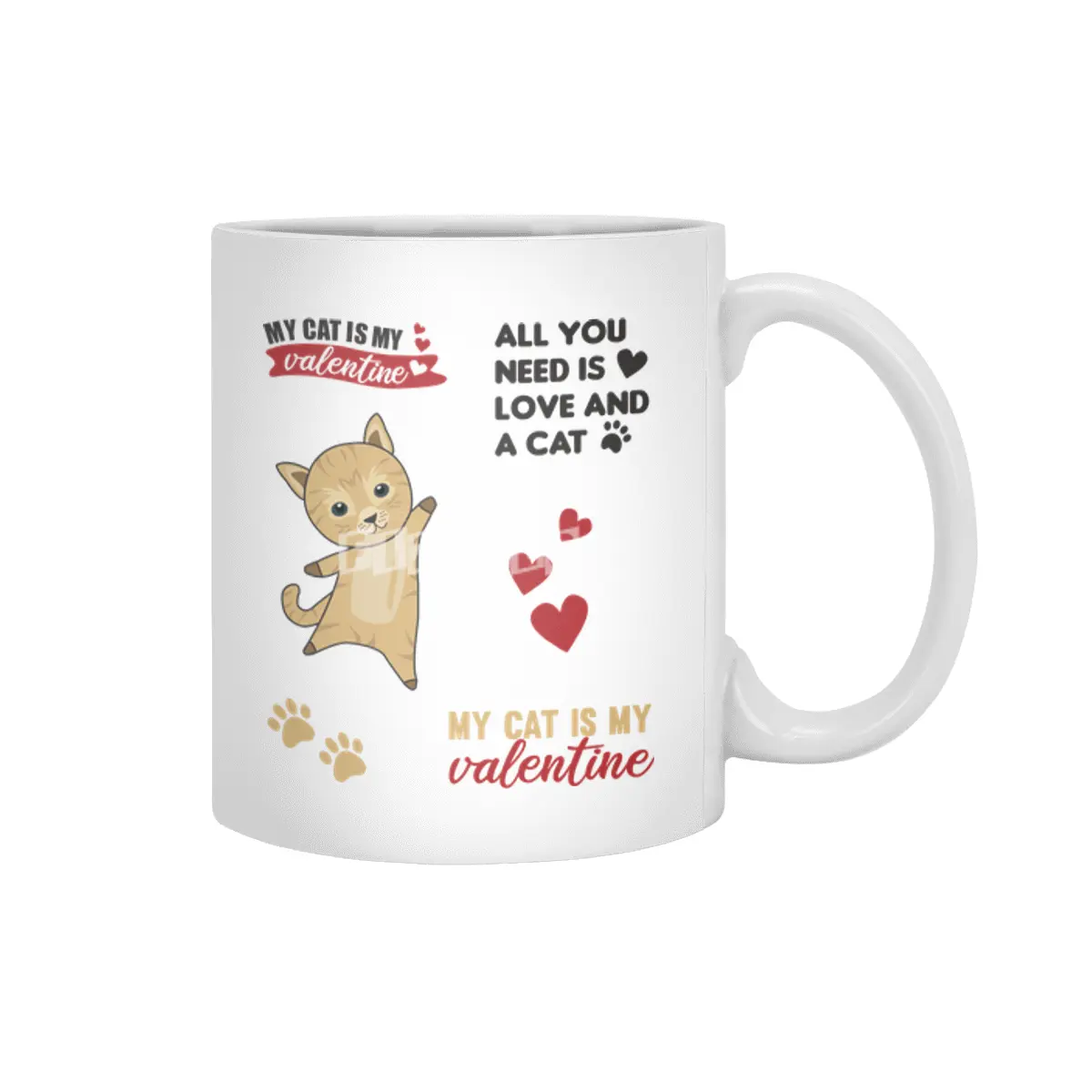 Cats Sticker Set My Cat Is My Valentine Brown Beyaz Kupa