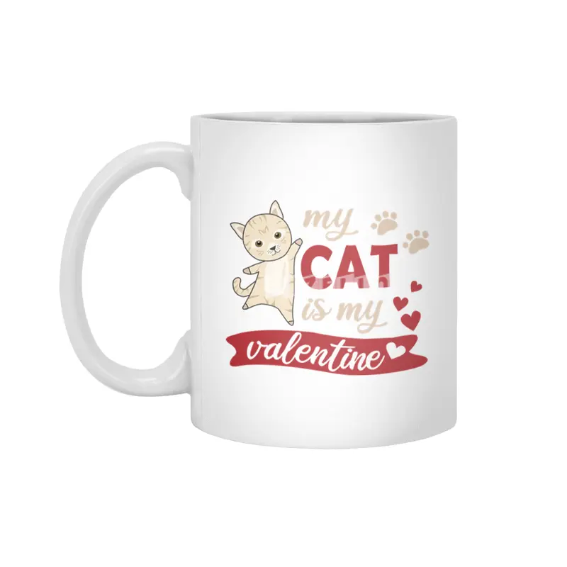 Cute Cat Valentine's Day My Cat Is My Valentine Beyaz Kupa