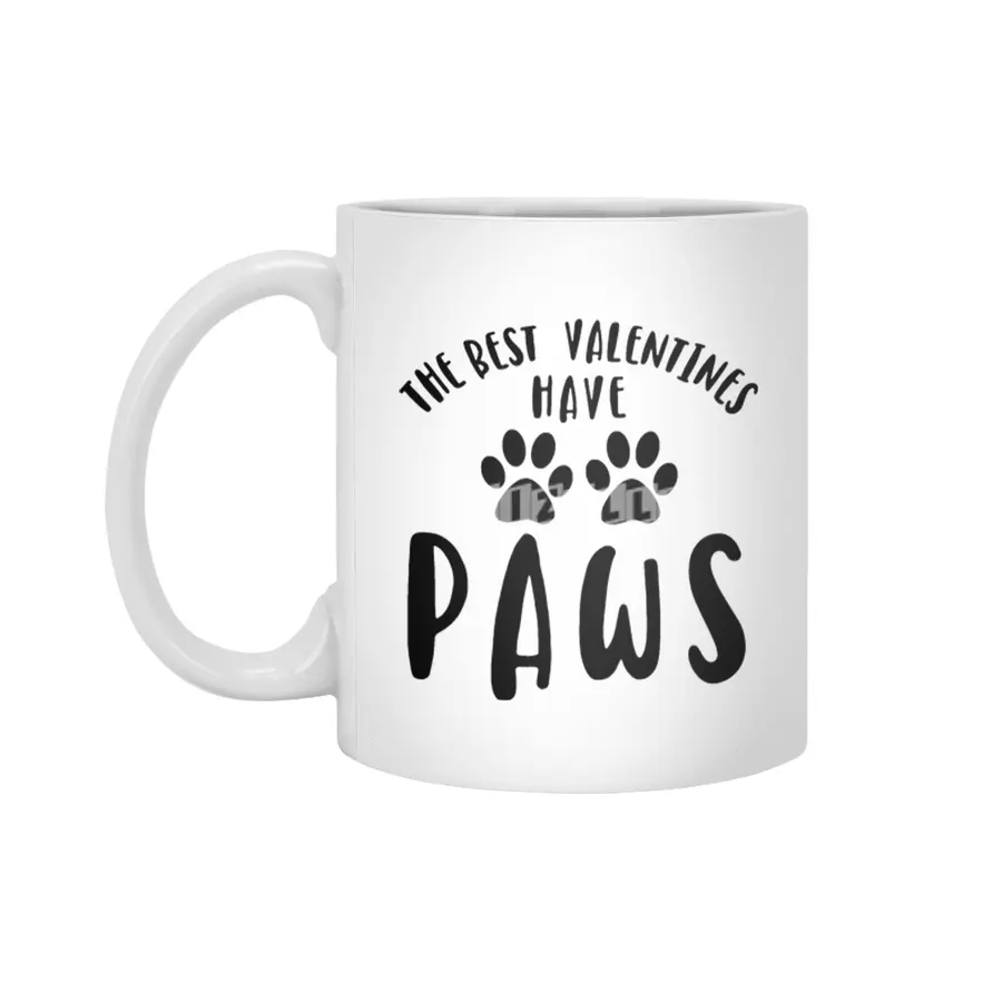 The best valentines have paws, My Valentine has Paws, Dog Valentines Day Beyaz Kupa