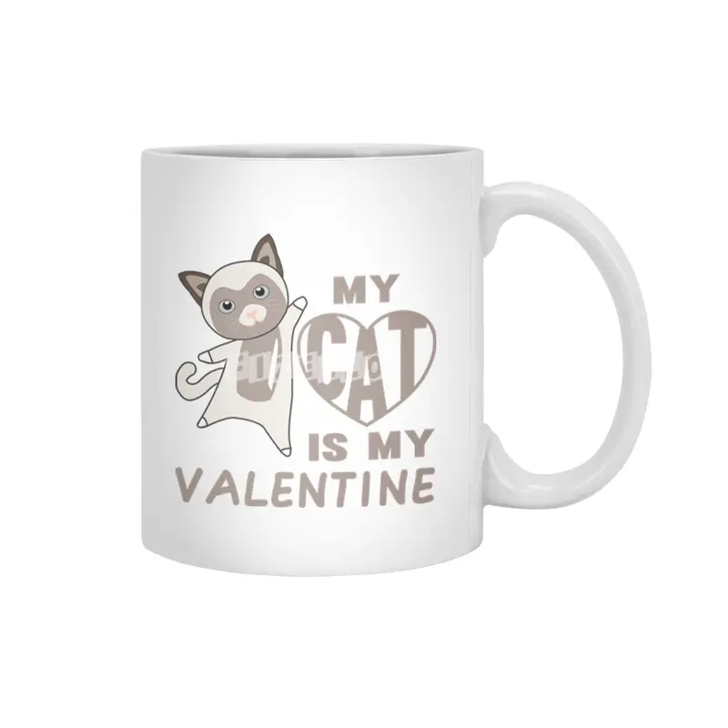 My Cat Is My Valentine Brown Cute Cats Beyaz Kupa