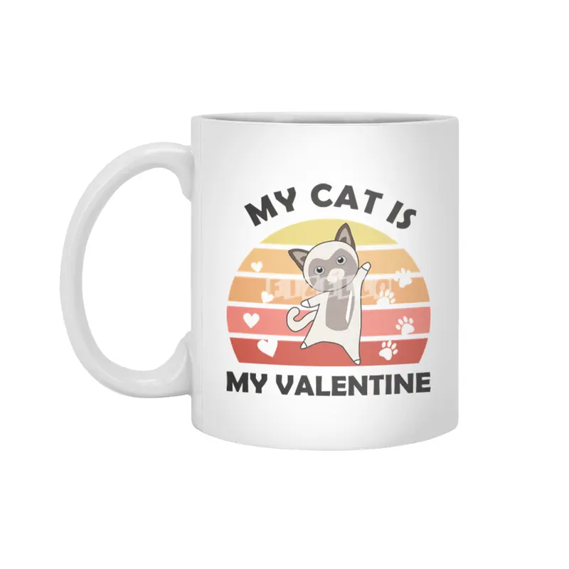 My Cat Is My Valentine Cats Siamese Cat Vintage Beyaz Kupa